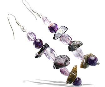 Design 14819: purple,multi-color amethyst chipped earrings
