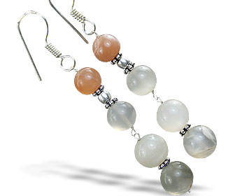 Design 14853: brown,gray,white moonstone earrings
