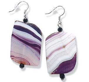 Design 15064: purple,white agate earrings