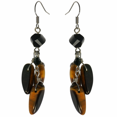 Design 15138: brown,yellow tiger eye earrings