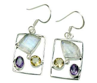Design 15430: multi-color moonstone earrings