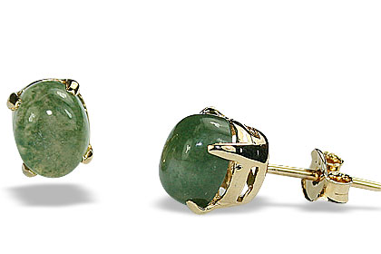 Design 16446: green moss agate post earrings