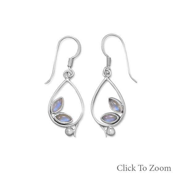 Design 21785: gray moonstone drop earrings