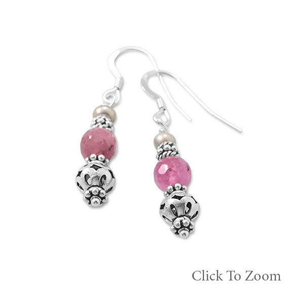 Design 21801: multi-color multi-stone drop earrings