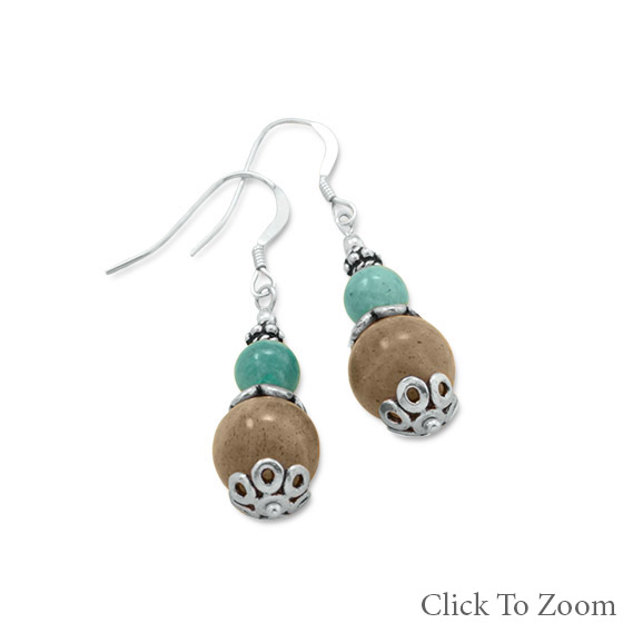 Design 21802: multi-color multi-stone drop earrings