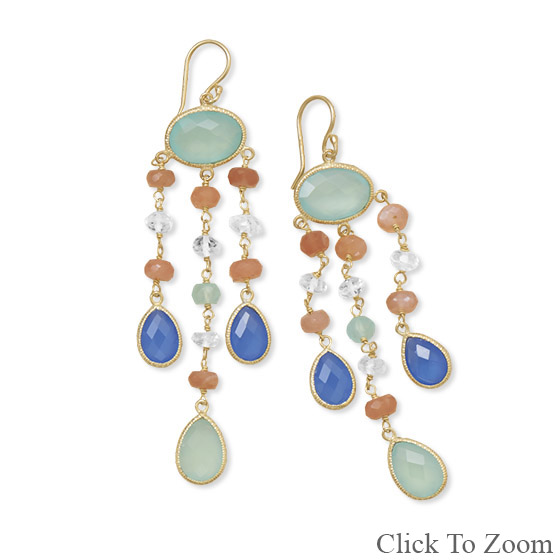 Design 21819: multi-color multi-stone chandelier earrings