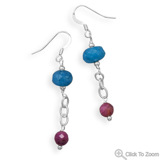 Design 21874: multi-color multi-stone drop earrings