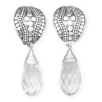 Design 21933: clear quartz drop earrings