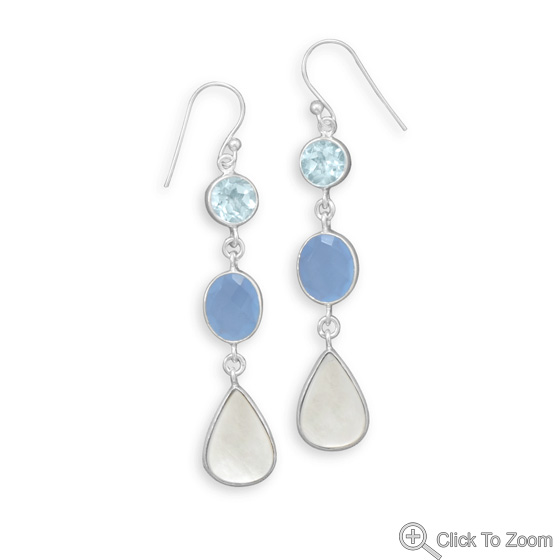 Design 21940: multi-color multi-stone drop earrings