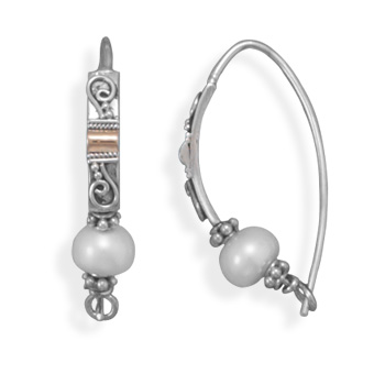 Design 21992: white pearl hoop earrings