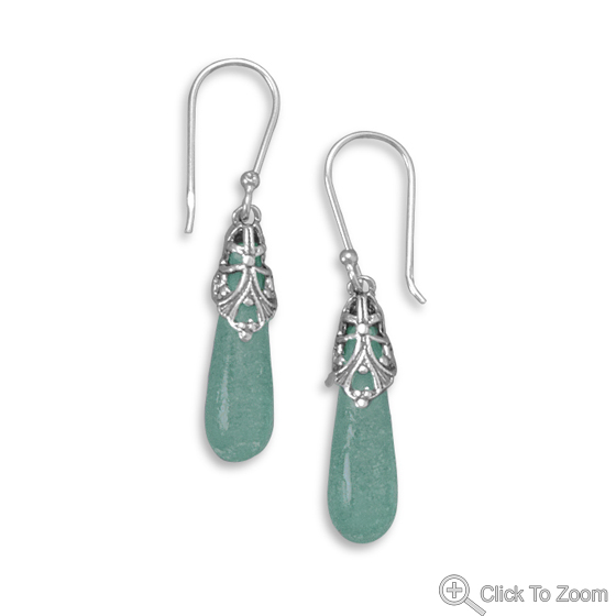 Design 22000: green glass drop earrings