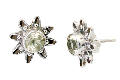 Design 9373: green green amethyst flower earrings