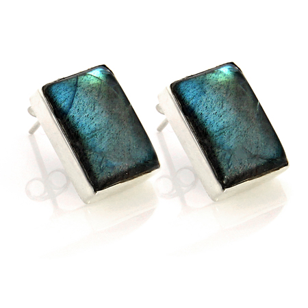 Design 9499: green labradorite post earrings