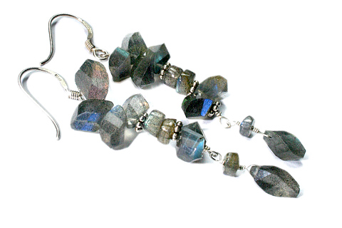 Design 9567: Grey, Blue labradorite earrings