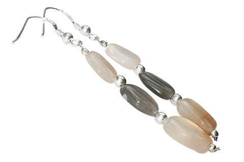 Design 9750: Peach, Gray, White moonstone earrings