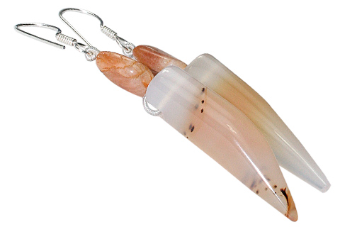 Design 9758: White, Orange carnelian claw earrings
