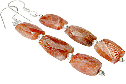 Design 9769: Orange sunstone earrings