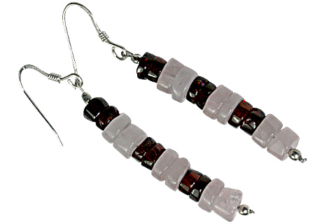 Design 9778: pink,red rose quartz earrings