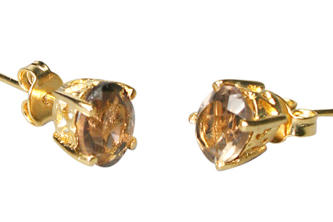 Design 9921: brown smoky quartz post earrings