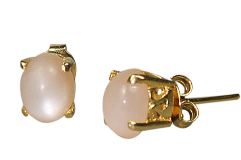 Design 9957: pink moonstone post earrings