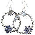 Design 10371: blue iolite flower, hoop earrings
