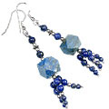 12656: Beaded pink rose quartz  ethnic earrings