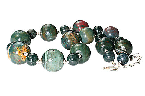 Design 10542: green,red bloodstone chunky necklaces