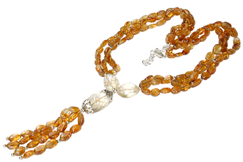 Design 10907: yellow citrine multistrand necklaces