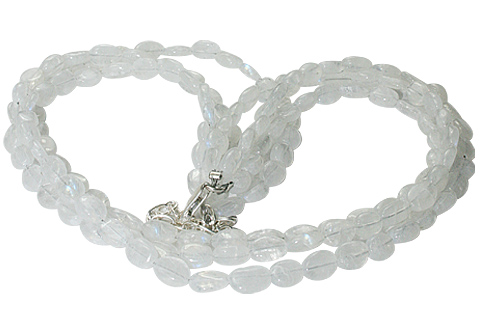 Design 10919: white moonstone multistrand necklaces