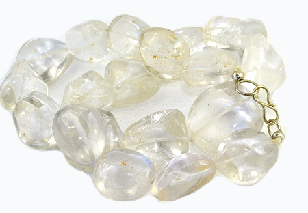 Design 10981: white crystal tumbled necklaces