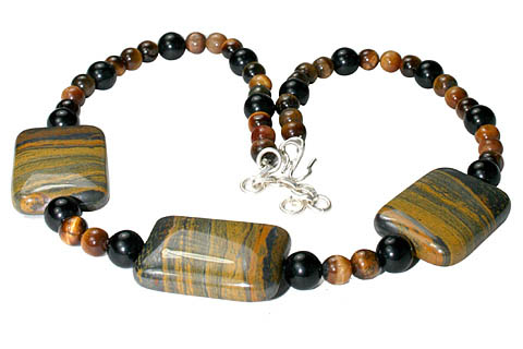 Design 11165: brown,multi-color tiger eye necklaces