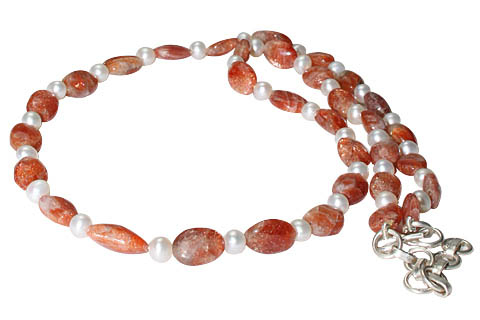 Design 11180: white sunstone necklaces