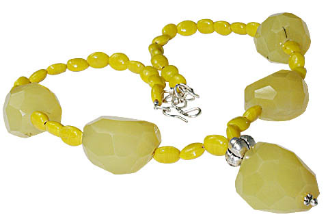 Design 11182: yellow chalcedony chunky necklaces