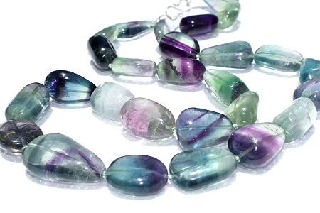Design 11207: blue,green,purple fluorite chunky necklaces