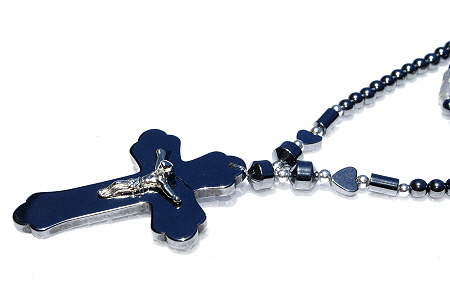 Design 11214: black hematite christian, contemporary, pendant necklaces