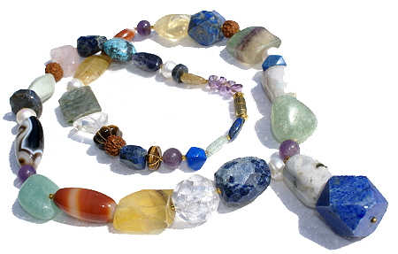 Design 11356: blue multi-stone chunky necklaces