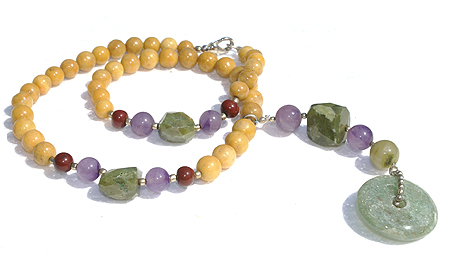 Design 11517: multi,yellow multi-stone chunky necklaces