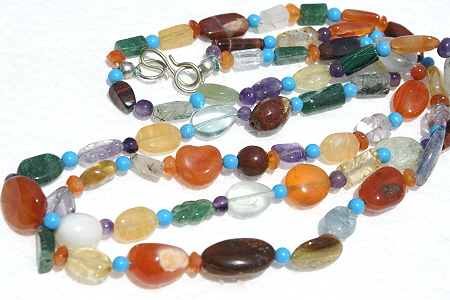 Design 11598: multi-color multi-stone necklaces