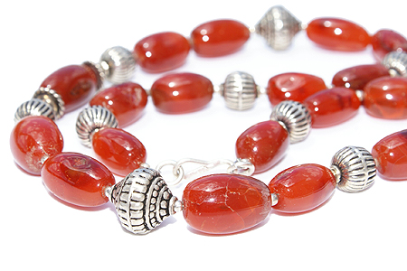 Design 11621: orange carnelian chunky, simple-strand necklaces