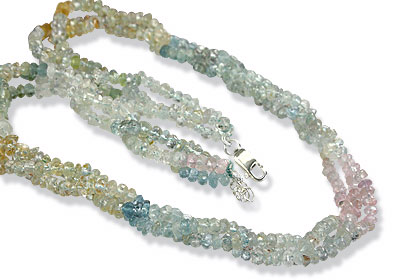 Design 12496: blue,pink,multi-color aquamarine multistrand necklaces