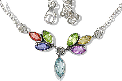 Design 12518: multi-color multi-stone ethnic necklaces