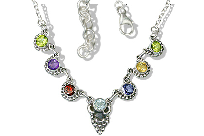 Design 12519: multi-color multi-stone ethnic necklaces