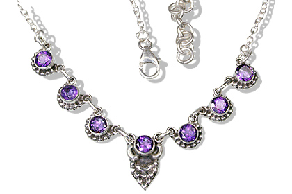 Design 12520: purple amethyst ethnic necklaces