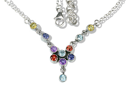 Design 12597: multi-color multi-stone necklaces