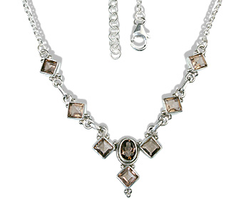 Design 12669: brown smoky quartz necklaces