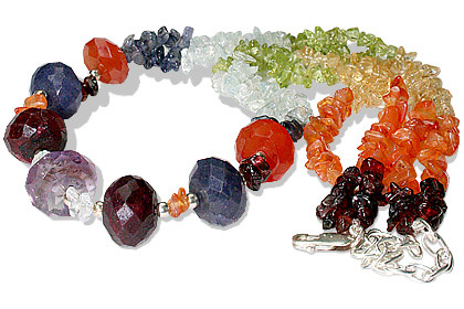 Design 12719: orange,purple,red carnelian chipped necklaces