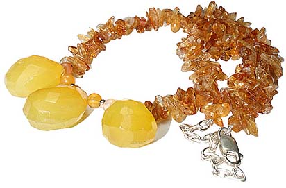 Design 12738: yellow citrine chipped necklaces