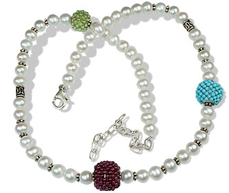 Design 13321: white,multi-color pearl classic necklaces