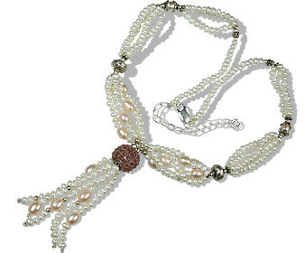 Design 13523: brown,white pearl necklaces