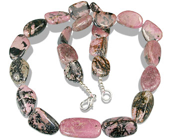 Design 13568: black,pink rhodonite necklaces